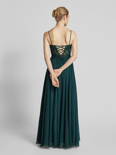 Luxuar Abendkleid mit Zierstein- und Spitzenbesatz Dunkelgruen 5