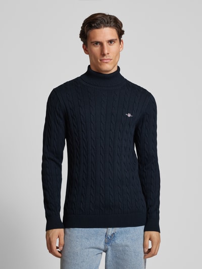 Gant Rollkragenpullover mit Label-Stitching Marine 4