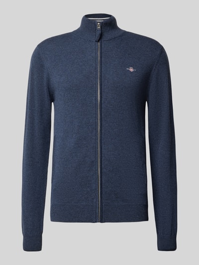 Gant Strickjacke mit Reißverschluss Marine Melange 2