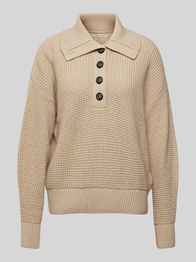 Barbour Strickpullover mit Umlegekragen Modell 'WOODSIDE' Beige 1