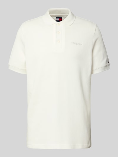 Tommy Jeans Regular Fit Poloshirt mit Waffelstruktur Offwhite 2