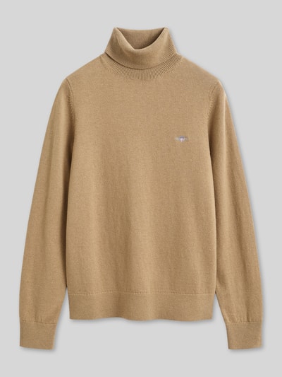 GANT sweter z golfem o kroju regular fit z mieszanki wełny Beżowy 2