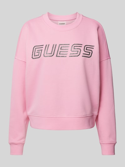 Guess Activewear Sweatshirt mit überschnittenen Schultern und Label-Print Pink 2