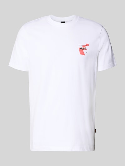 Produktfoto, Relaxed Fit T-Shirt aus reiner Baumwolle Modell 'MOVEMENT' von BOSS Orange, Optik: Unifarben, Label-Print auf Brust, weiß, feine Baumwollstruktur.