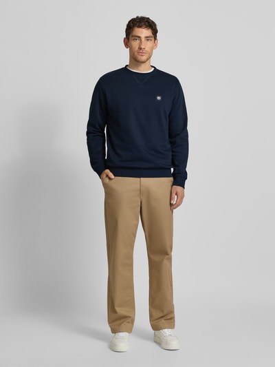 Lerros Sweatshirt mit Rundhalsausschnitt und Label-Patch Marine 1