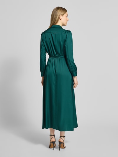 Rinascimento Abendkleid aus Satin mit V-Ausschnitt und Gürtel Gruen 5