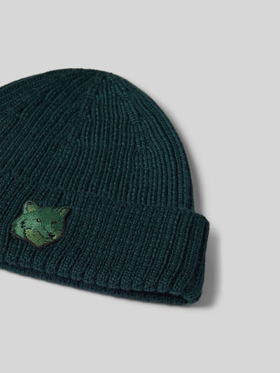 MAISON KITSUNE Beanie mit Label-Stitching Dunkelgruen 3