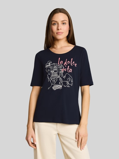 Tom Tailor Regular Fit T-Shirt aus Baumwoll-Mix mit Motiv-Print Marine 4