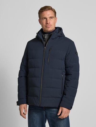 bugatti Gewatteerd jack met capuchon en ritszakken Marineblauw - 4