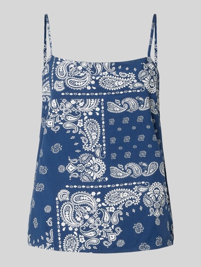 Produktfoto, blau-weiß gemustertes Regular-Fit Trägertop aus reiner Viskose Modell 'RAMSE AMBEL' von Only, Damen Trägertop