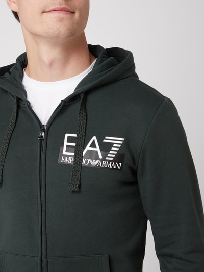 EA7 Emporio Armani Sweatjack met rubberen logoprint  Flessengroen - 3