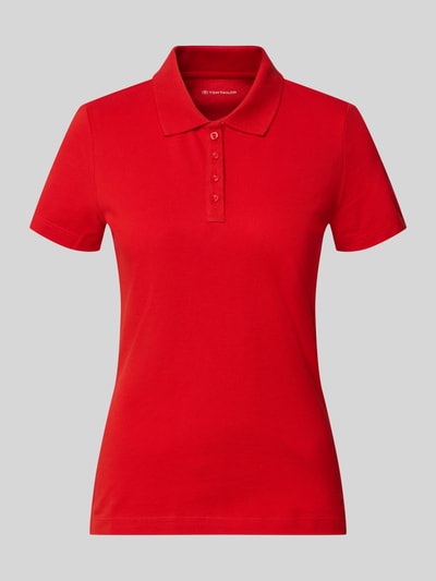 Produktfoto, Regular Fit Poloshirt aus reiner Baumwolle von Tom Tailor in kräftigem Rot, glatte Oberfläche, Damen Poloshirt von Tom Tailor