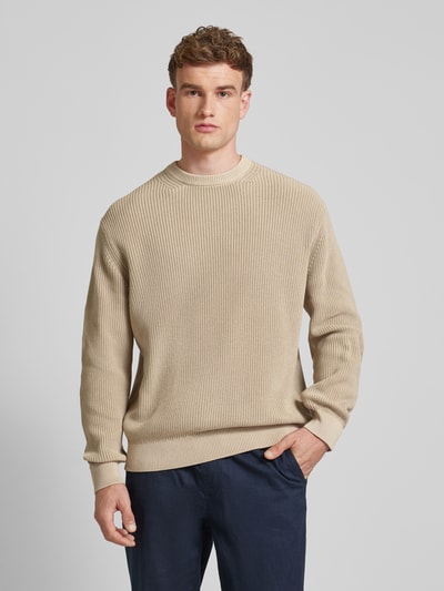 ANNARR Gebreide pullover met ronde hals, model 'RUNE' Beige - 4