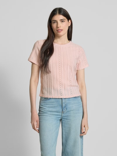 Jake*s Collection T-Shirt mit Lochstickerei Rose 4