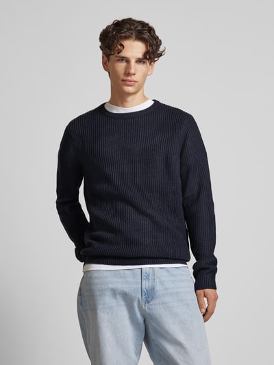 Jack & Jones Strickpullover mit Rundhalsausschnitt Modell 'LEWIS' Marine 4