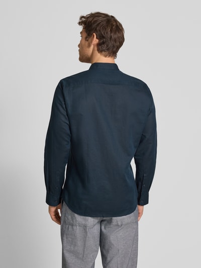 Jake*s Slim Fit Freizeithemd aus Leinen-Baumwoll-Mix Marine 5