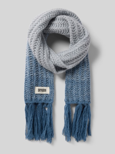 Drykorn Schal mit Label-Detail und Fransen Modell 'RISHA' Hellblau Melange 1