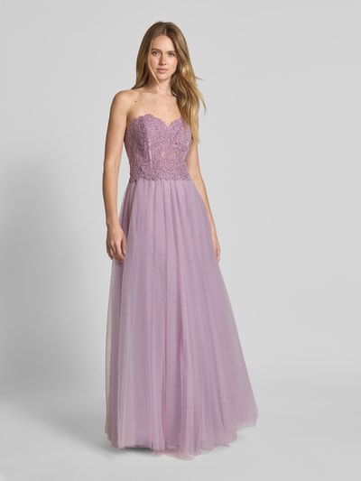 Mascara Off shoulder-avondjurk met kant en siersteentjes Lila - 1