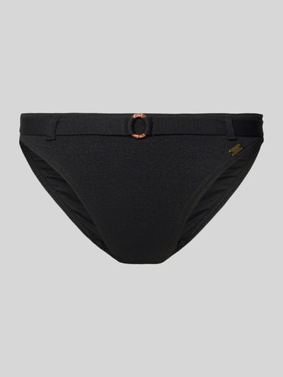 Produktfoto, schwarzer Bikini-Slip mit Label-Detail Modell 'DITA' von Banana Moon, Material-Mix mit Stretch-Anteil, körpernaher Schnitt