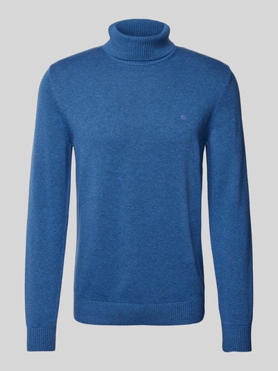 Christian Berg Men Rollkragenpullover mit Woll-Anteil und Label-Stitching Jeansblau Melange 1