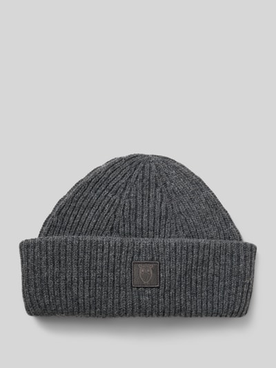 Knowledge Cotton Apparel Czapka z naturalnej wełny jagnięcej model ‘Low’ Antracytowy melanż 1