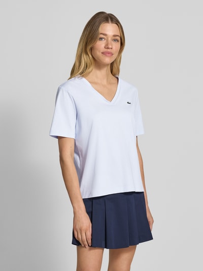 Lacoste Relaxed Fit T-Shirt aus reiner Baumwolle Hellblau 4