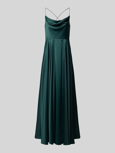V.M. Abendkleid aus Satin mit Spaghettiträgern Dunkelgruen 2
