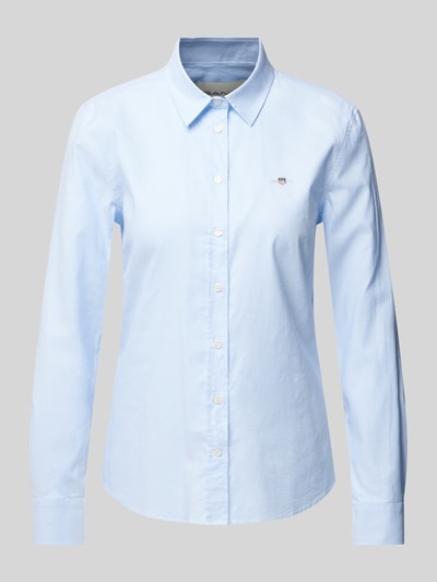 Gant Slim fit overhemdblouse met labelstitching Lichtblauw - 2