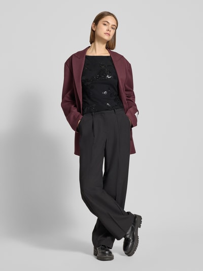 Gina Tricot Slim Fit Top mit floralem Pailettenbesatz Black 1