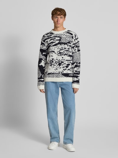 Edwin Gebreide pullover met ronde hals, model 'PANKU' Wit - 1