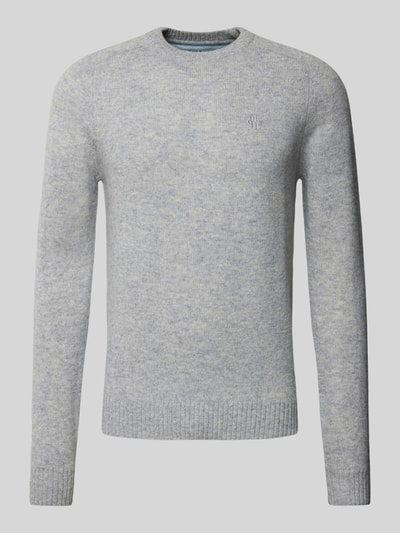 MCNEAL Strickpullover aus Lammwolle mit Label-Stitching Mittelgrau Melange 1