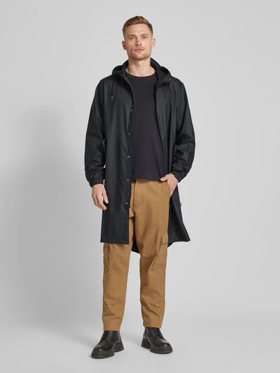 RAINS Parka met capuchon, model 'Fishtail' Zwart - 1