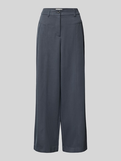 Produktfoto, Wide Leg Hose mit Eingrifftaschen Modell 'Lauretta' von MSCH Copenhagen in dunklem Blau, strukturierter Material-Mix, glatte Textur