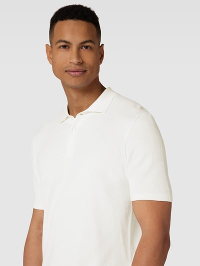CINQUE Poloshirt mit Strukturmuster Modell 'Flavi' Offwhite 3