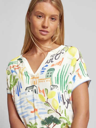 Oui Blouse met all-over motief Wit - 3