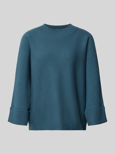 Produktfoto, Strickpullover aus Viskose-Mix mit 3/4-Arm von COMMA in Blau, Regular Fit, Rundhalsausschnitt, glatte Struktur, einfache Form