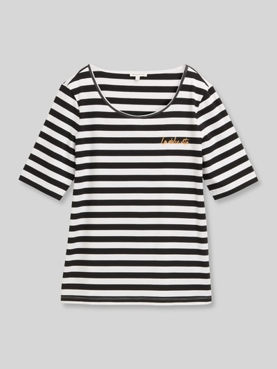 Tom Tailor Regular Fit T-Shirt aus Baumwoll-Mix mit Stickerei Black 2