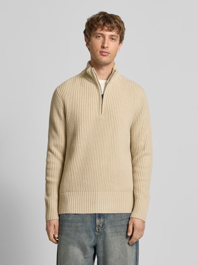 G-Star Raw Strickpullover aus Lanawoll-Mix mit Stehkragen und Reißverschluss Offwhite 4
