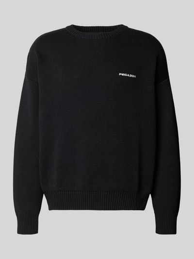Pegador Oversized gebreide pullover met labelstitching Zwart - 2
