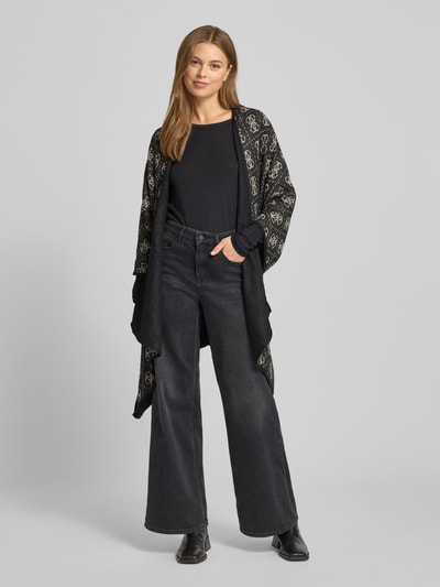 GUESS Poncho mit Logo-Muster und Bindegürtel Black 1