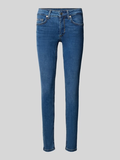 Produktfoto, Skinny Fit Jeans mit Eingrifftaschen von Liu Jo White in Blau, Baumwoll-Mix mit Stretch-Anteil, sichtbare Nähte und Metallknopf