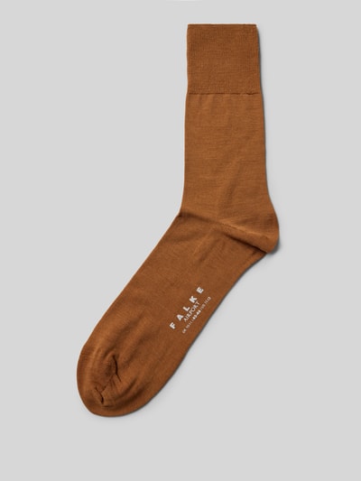 Falke Sokken van scheerwolmix met logoprint, model 'Airport' Lichtbruin - 1