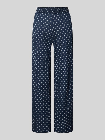 Produktfoto, Pyjama-Hose aus Baumwoll-Modal-Mix von Christian Berg Woman, dunkelblau mit weißem Allover-Muster, gerade Passform, elastischer Bund