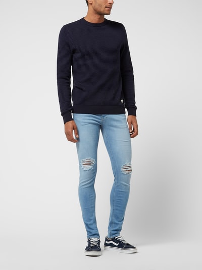 Jack & Jones Sweter z bawełny model ‘Atlas’ Ciemnoniebieski 1