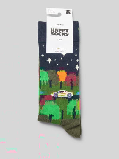 Happy Socks Sokken met motiefstitching, model 'Night Driving' Marineblauw - 3