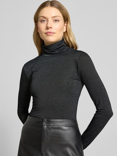 Vero Moda Slim Fit Turtleneck aus Viskose-Mix Modell 'LAVA GLITTER' Black 3