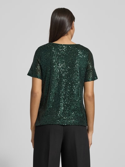 Apricot T-Shirt mit Paillettenbesatz Gruen 5