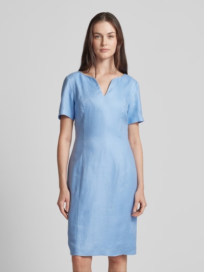 WHITE LABEL Knielanges Kleid mit V-Ausschnitt Hellblau 4