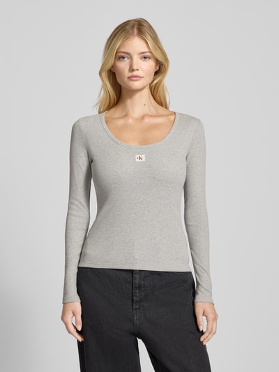 Calvin Klein Jeans Longsleeve mit Label-Detail Hellgrau 4