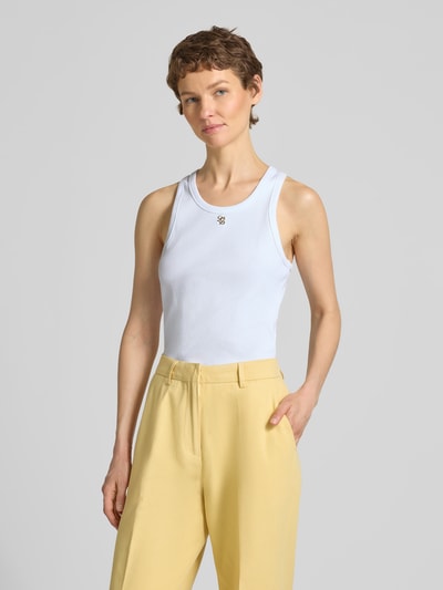 Liu Jo White Slim Fit Top mit Logo-Applikation Weiss 4